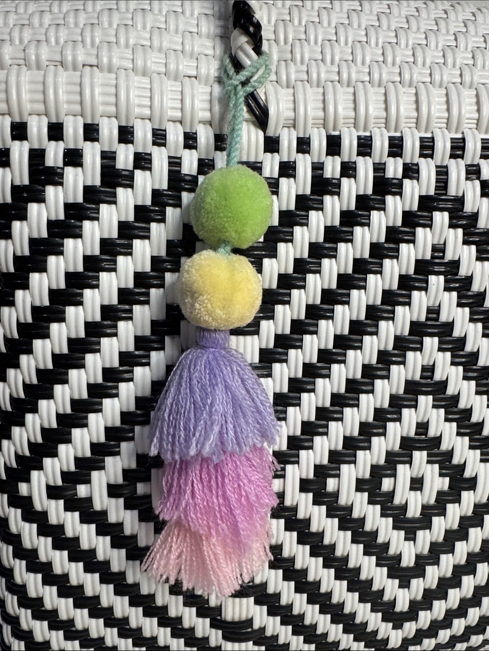 Multicolor Pom Tassel Charm purse charm pastel Mexico folk art handmade